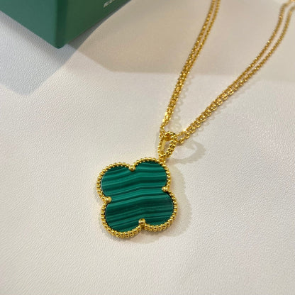 Collier en or et malachite Diana Clover 25 mm