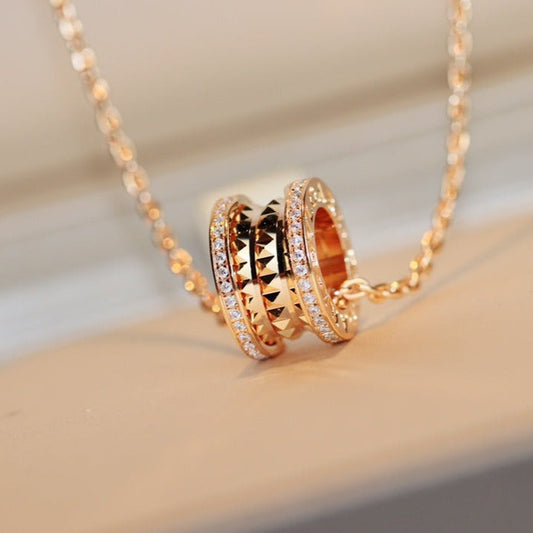DIANA ZERO 1 ROCK PEDANT PINK GOLD NECKLACE