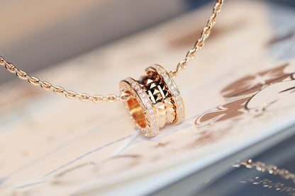 DIANA ZERO 1 ROCK PEDANT PINK GOLD NECKLACE