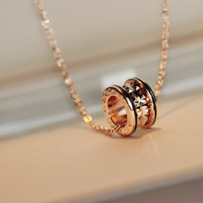 DIANA ZERO 1 ROCK PEDANT PINK GOLD BLACK NECKLACE