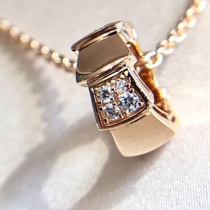 DIANA SERPENTI PEDANT DIAMOND PINK GOLD NECKLACE