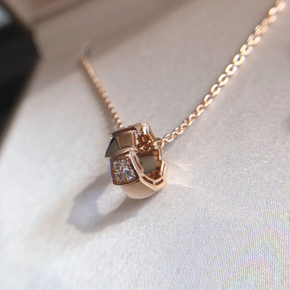 DIANA SERPENTI PEDANT DIAMOND PINK GOLD NECKLACE