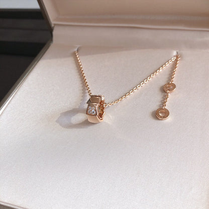 DIANA SERPENTI PEDANT DIAMOND PINK GOLD NECKLACE