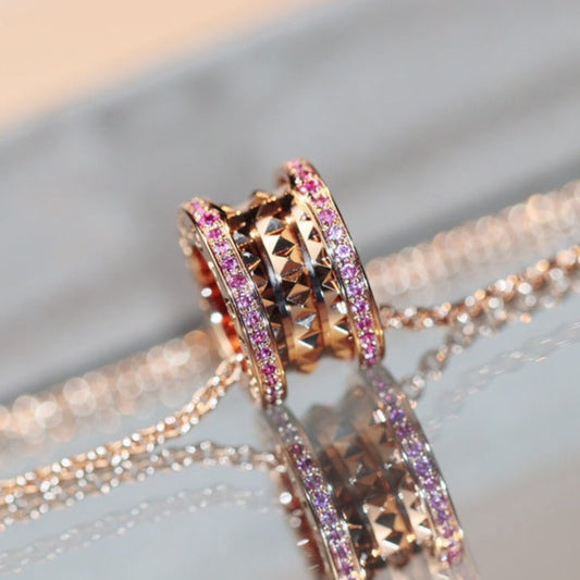 DIANA ZERO 1 ROCK PINK GOLD PINK DIAMOND NECKLACE