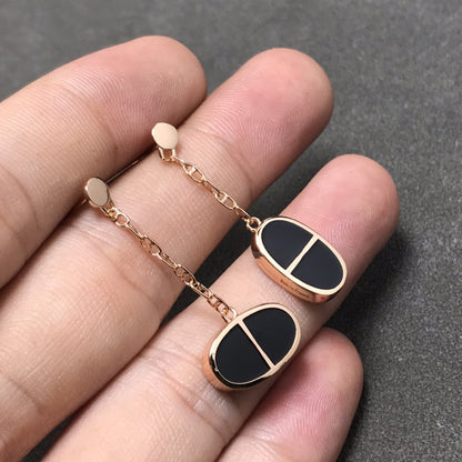 BOUCLES D'OREILLES DIANA CHAINE VERSO EN CÉRAMIQUE NOIRE ET ARGENT