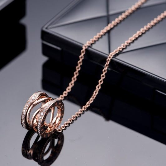 DIANA ZERO 1 PINK GOLD DIAMOND OPEN NECKLACE