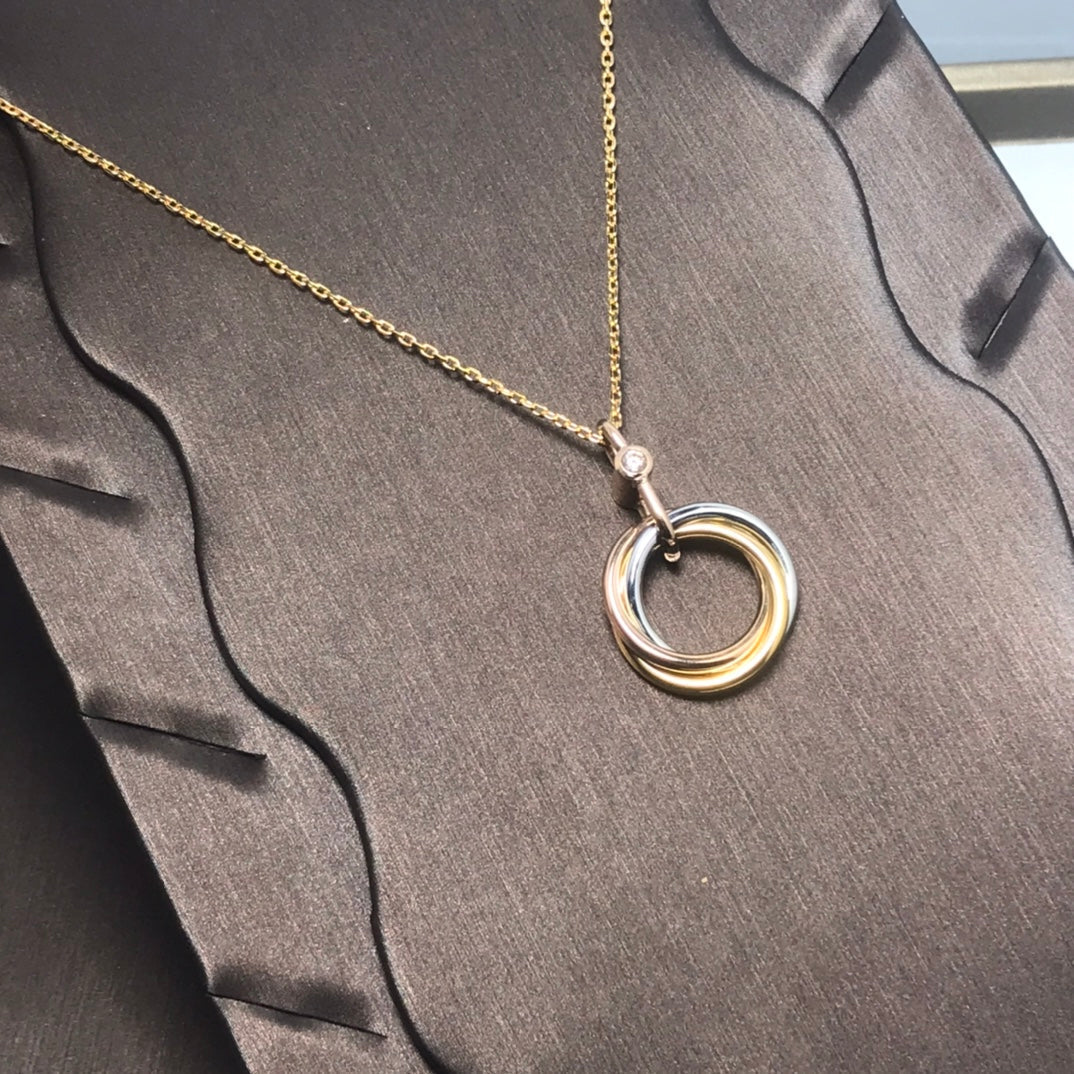 DIANA TRINITY SILVER GOLD PINK GOLD NECKLACE