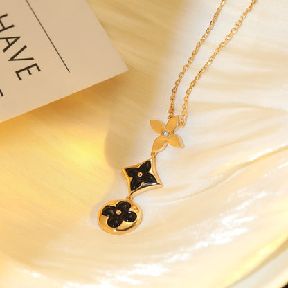 DIANA STAR AND SUN ONYX PINK GOLD NECKLACE