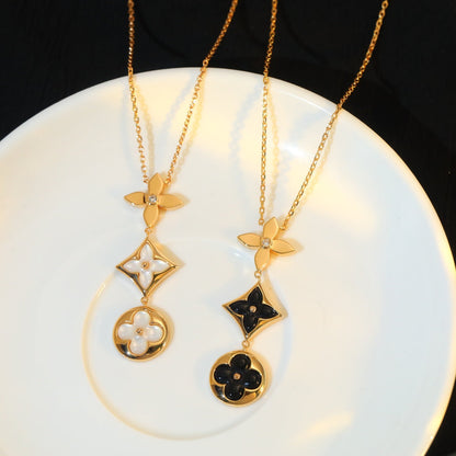 DIANA STAR AND SUN ONYX PINK GOLD NECKLACE