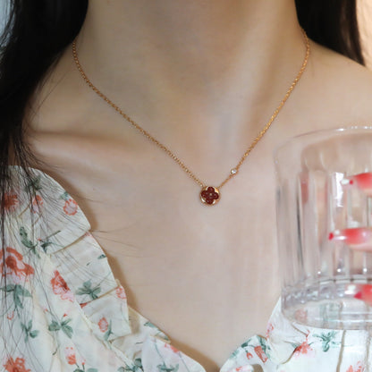 DIANA SUN PEDANT PINK GOLD 1 DIAMOND NECKLACE