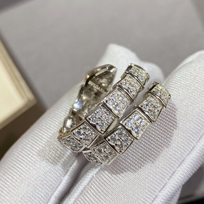DIANA SERPENTI DOUBLE RING SILVER DIAMOND PAVED