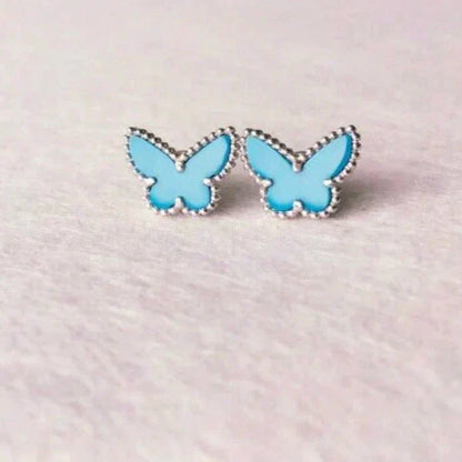 BOUCLES D'OREILLES DIANA PAPILLON TURQUOISE ARGENT