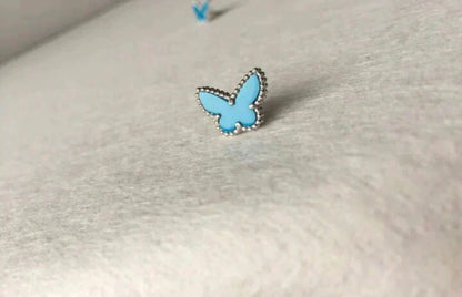 BOUCLES D'OREILLES DIANA PAPILLON TURQUOISE ARGENT