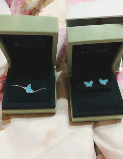 BOUCLES D'OREILLES DIANA PAPILLON TURQUOISE ARGENT