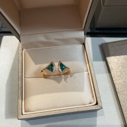 DIANA DREAM MALACHITE DIAMOND OPEN RING