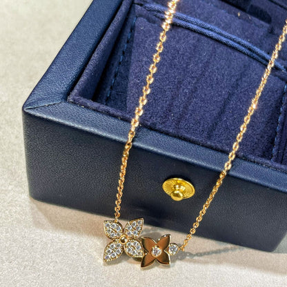 DIANA STAR BLOSSOM NECKLACE PINK GOLD DIAMONDS