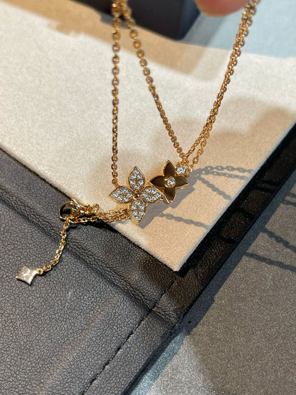 DIANA STAR BLOSSOM NECKLACE PINK GOLD DIAMONDS