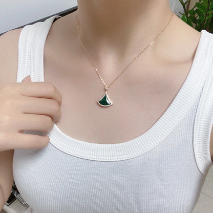DIANA DREAM MALACHITE DIAMOND PAVED PINK GOLD NECKLACE