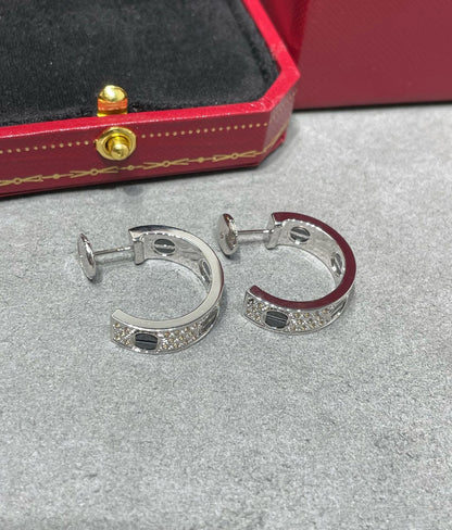 DIANA LOVE CERAMIC DIAMOND PAVED SILVER EARRINGS