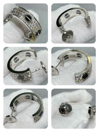 DIANA LOVE CERAMIC DIAMOND PAVED SILVER EARRINGS