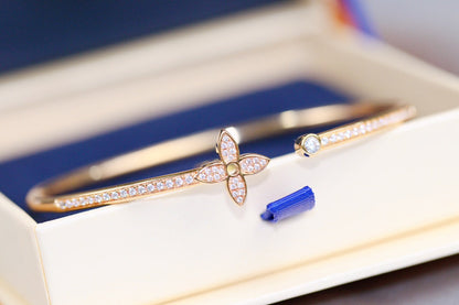 DIANA IDYLLE PINK GOLD OPEN BRACELET DIAMOND PAVED