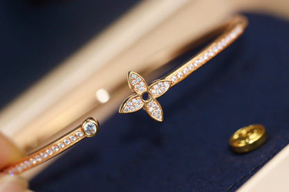 DIANA IDYLLE PINK GOLD OPEN BRACELET DIAMOND PAVED