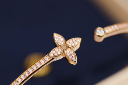 DIANA IDYLLE PINK GOLD OPEN BRACELET DIAMOND PAVED