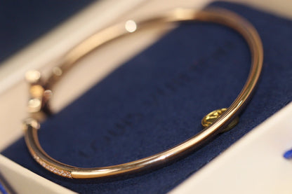 DIANA IDYLLE PINK GOLD OPEN BRACELET DIAMOND PAVED
