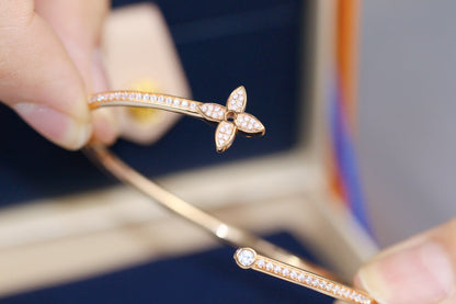 DIANA IDYLLE PINK GOLD OPEN BRACELET DIAMOND PAVED
