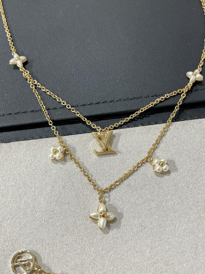 DIANA FLOWERGRAM GOLD MOP DOUBLE ROW NECKLACE