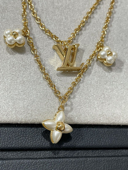 DIANA FLOWERGRAM GOLD MOP DOUBLE ROW NECKLACE