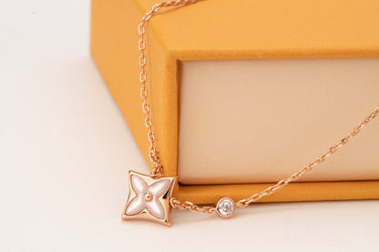 DIANA STAR PINK MOP 1 DIAMOND PINK GOLD NECKLACE