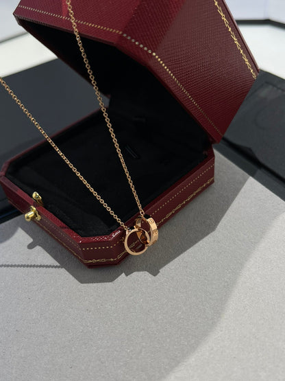 DIANA LOVE NECKLACE DOUBLE RING PINK GOLD