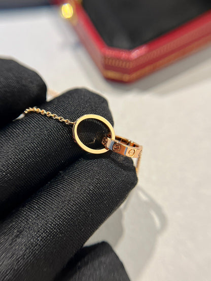 DIANA LOVE NECKLACE DOUBLE RING PINK GOLD