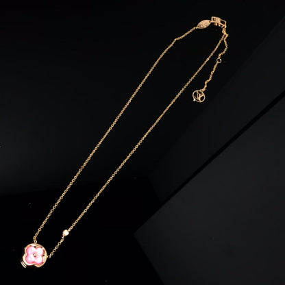 DIANA COLOR BLOSSOM PINK MOP SUN GOLD NECKLACE