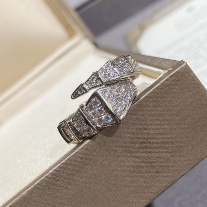 DIANA SERPENTI LARGE RING SILVER DIAMOND PAVED