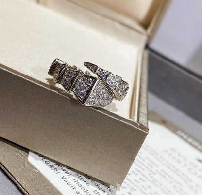 DIANA SERPENTI LARGE RING SILVER DIAMOND PAVED