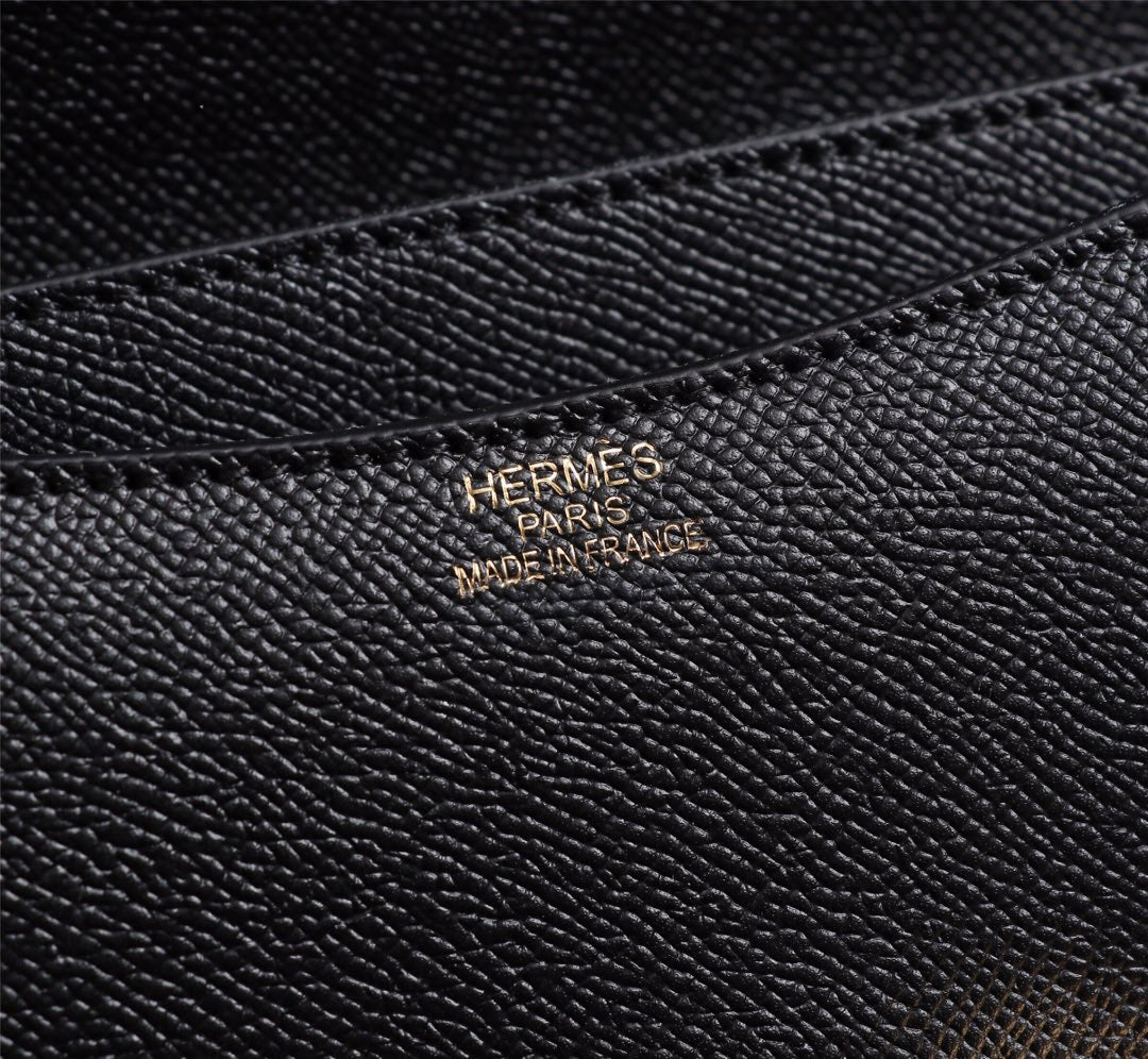 HM CONSTANCE BAGS 19 BLACK EPSOM GOLD HARDWARE