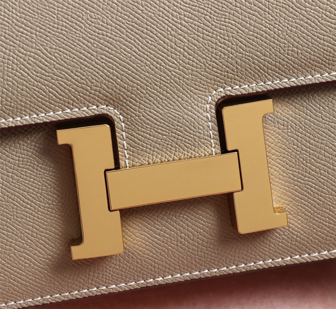 HM CONSTANCE BAGS 19 KHAKI EPSOM GOLD HARDWARE