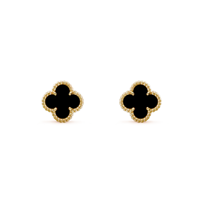DIANA CLOVER MINI 9.5MM BLACK MOP EARRINGS