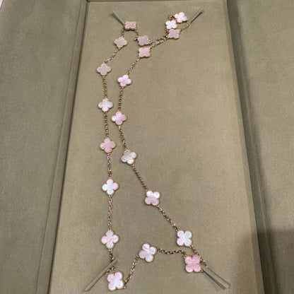 CLOVER 20 MOTIFS PINK MOP NECKLACE