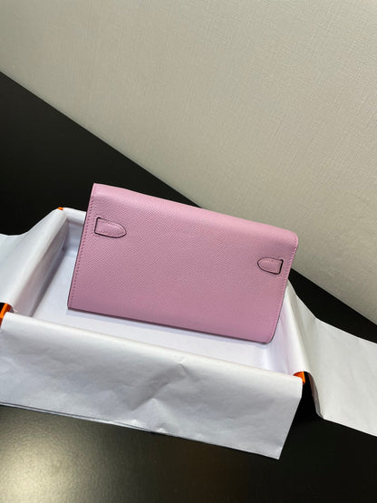 kelly to go wallet 20.5 light pink epsom silver hardware