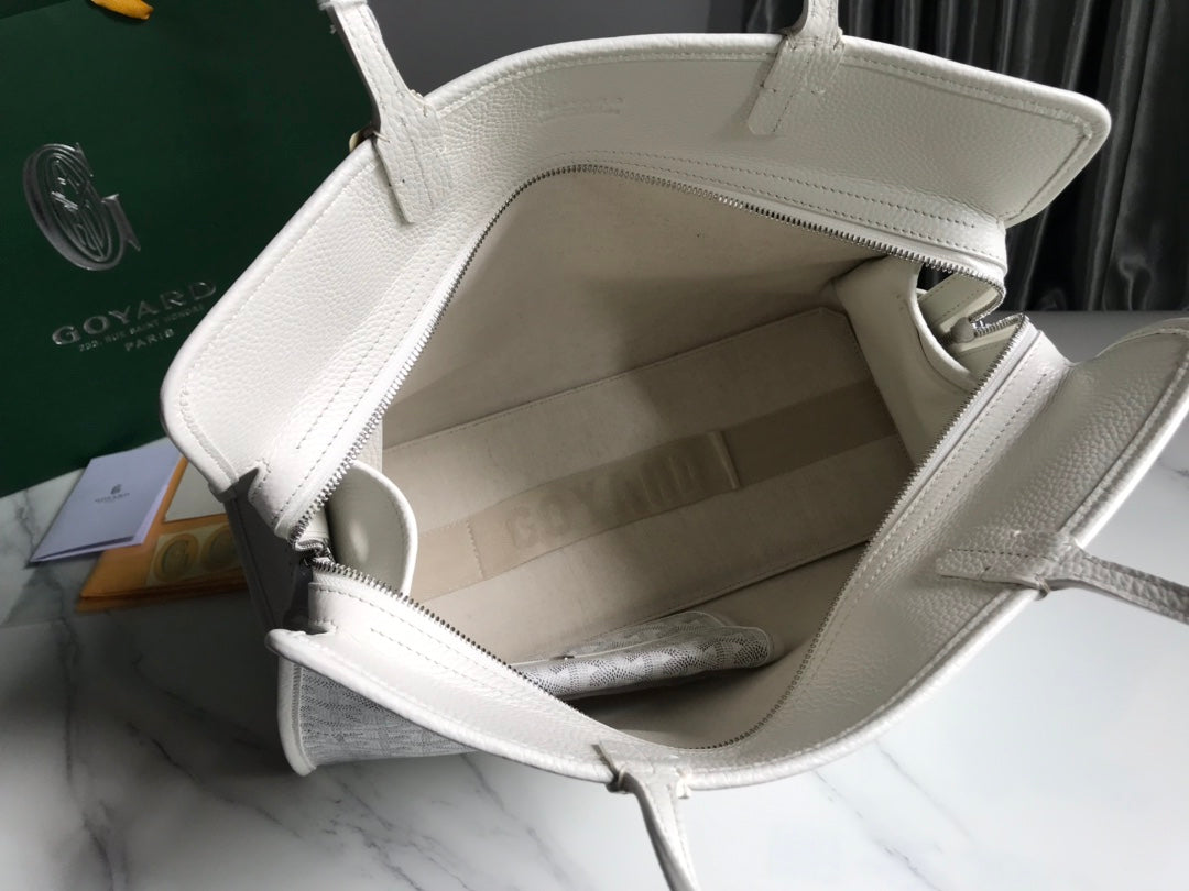 HARDY PM BAG 40 IN WHITE GOYARDINE CANVAS AND TAURILLON LEATHER TRIM