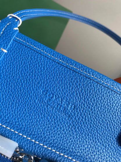 HARDY PM BAG 40 IN SKY BLUE GOYARDINE CANVAS AND TAURILLON LEATHER TRIM