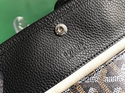 HARDY PM BAG 40 IN BLACK GOYARDINE CANVAS AND TAURILLON LEATHER TRIM