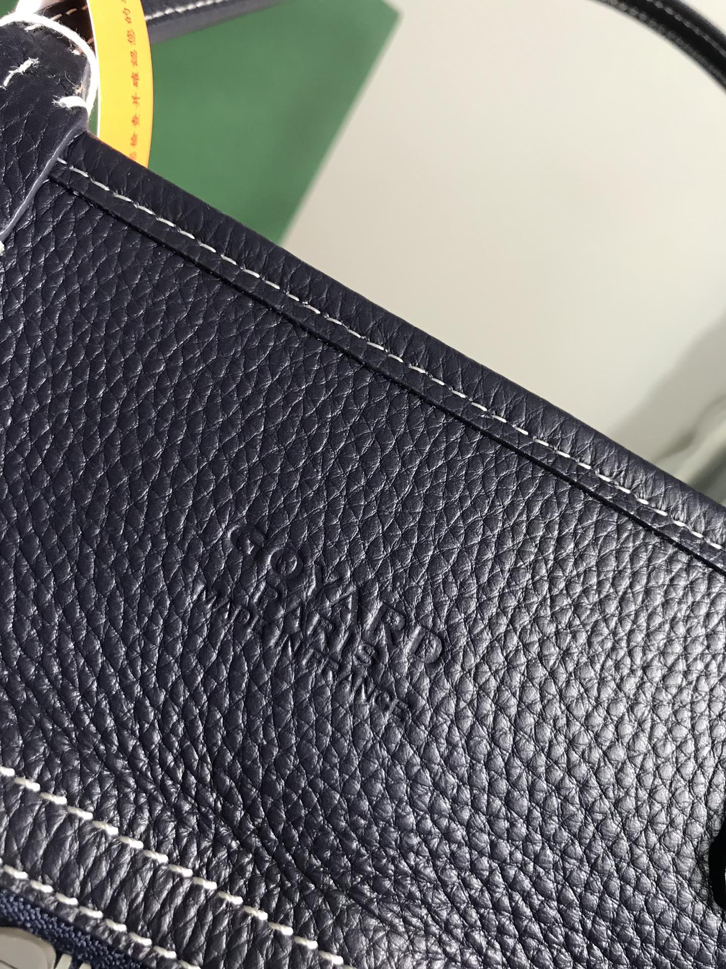 HARDY PM BAG 40 IN NAVY BLUE GOYARDINE CANVAS AND BLACK TAURILLON LEATHER TRIM