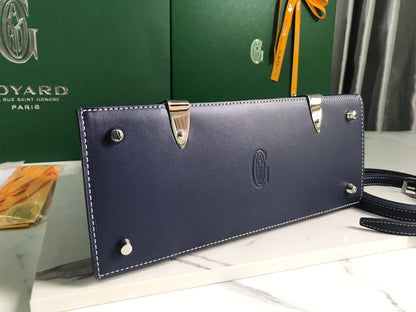 SA?GON PM BAG 28 IN NAVY BLUE GOYARDINE CANVAS AND CALFSKIN