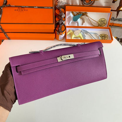 HM Kelly Cut 31 Violet Epsom Leather Silver Hardware 229036