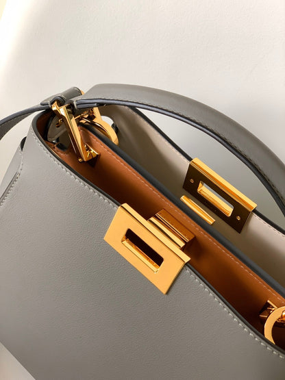Peekaboo ISeeU Small 27cm Bag grey lambskin gold hardware