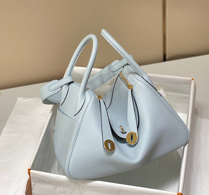 HM LINDY 30 BAG PASTEL BLUE TAURILLON CLEMENCE LEATHER